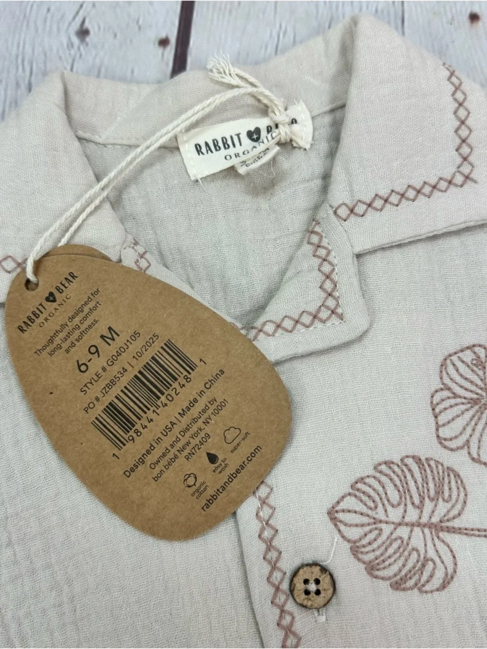 NWT rabbit + bear infant Shorts Set 2pc organic cotton beach tropical neutral